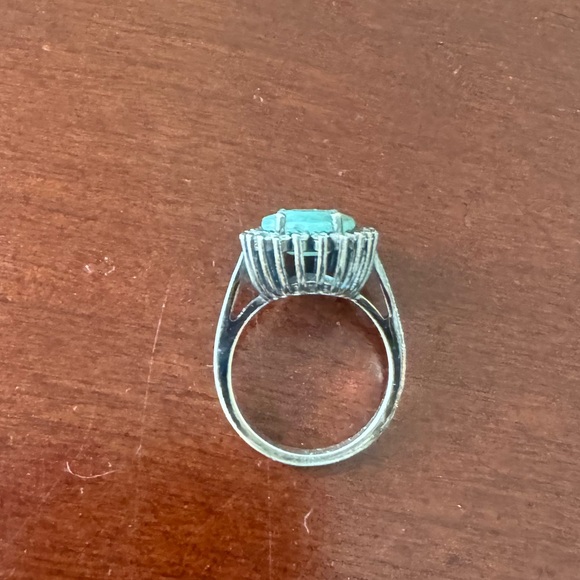 Adornia stamped sterling silver and emerald ring with natural diamonds - size 6 - Picture 8 of 11